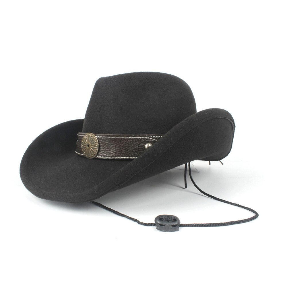 Sombrero de vaquero occidental con agujeros para Hombre y mujer, Sombrero de lana, color negro, para Jazz, ecuestre