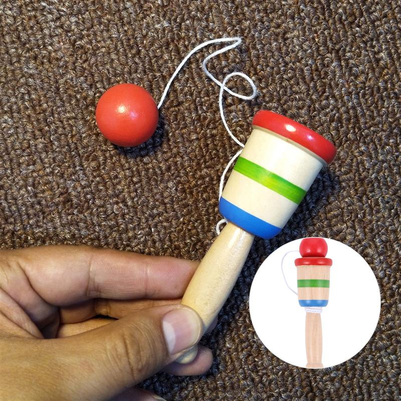 5pz Bambini anti-fatica Sicuro Semplice di Legno Bilboquet Coppa e Pallone in Età Prescolare Giocattoli Educativi per I Bambini all'aperto Giochi Divertenti