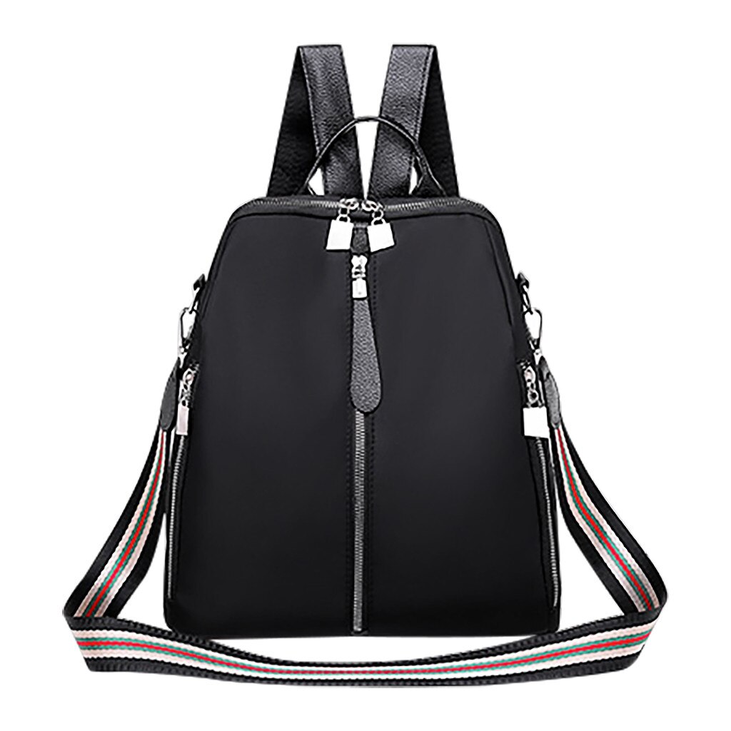 Vrouwen Nylon Rugzak Neutrale Schooltas Anti-Diefstal Waterdichte Rugzakken Casual School Schoudertas Voor Tieners Meisjes # T2: Black 