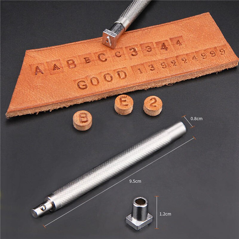 Juego de estampado de cuero con letras y números del alfabeto, perforadora de acero de 3,5/6,5mm, herramienta para artesanía de cuero, 36 piezas
