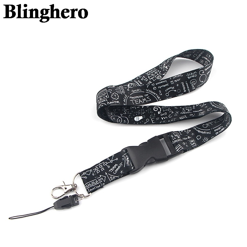 Ca1360 geométrica fórmula matemática colhedor para chaveiro id cartão cintas do telefone titular crachá usb corda de suspensão lariat cordão