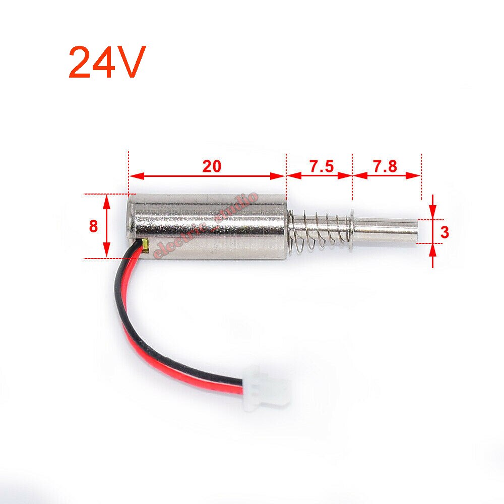 DC3V 5V 6V 9V 12V 24V 8Mm Mini Kleine Cilindrische Zuig Solenoid Elektromagneet Stroke 5Mm Voor Vingerafdruk Slot Diy: 24V