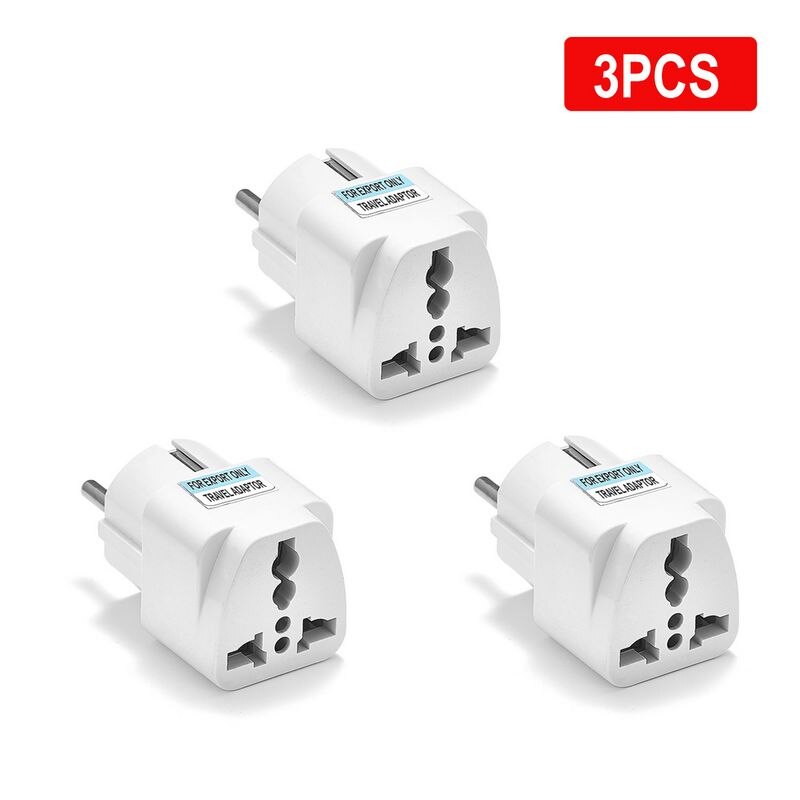 3/5/20Pcs Vs Naar Eu Travel Adapter Euro Kr Eu Plug Adapter Au Uk Universele 4.8mm Adapter Converter Stopcontact Elektrische Plug: 3pcs white