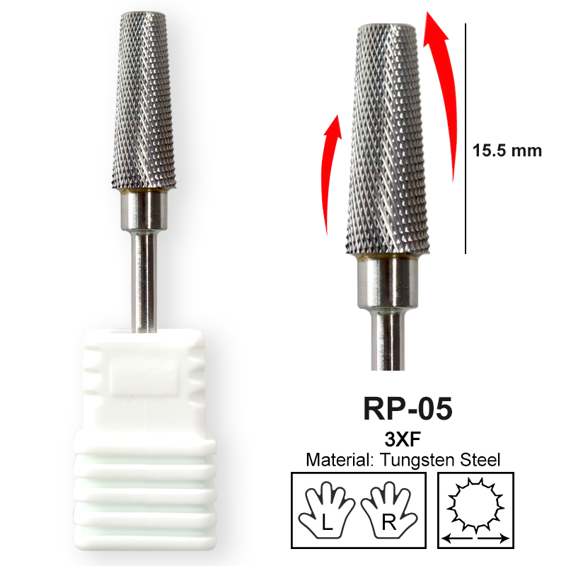 Nail Buffer Bit Polishing Carbide Grinding Tools Tungsten Steel Drill Files Left Right Hand Milling Cutter Manicure Accessories: DARK GRAY