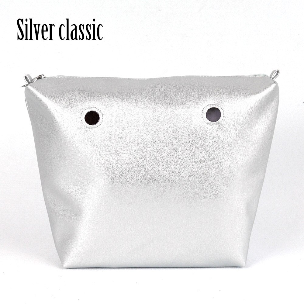 TANQU PU leather Waterproof Inner Lining Zipper Pocket for Obag Classic Mini Lining Insert for O BAG: silver classic