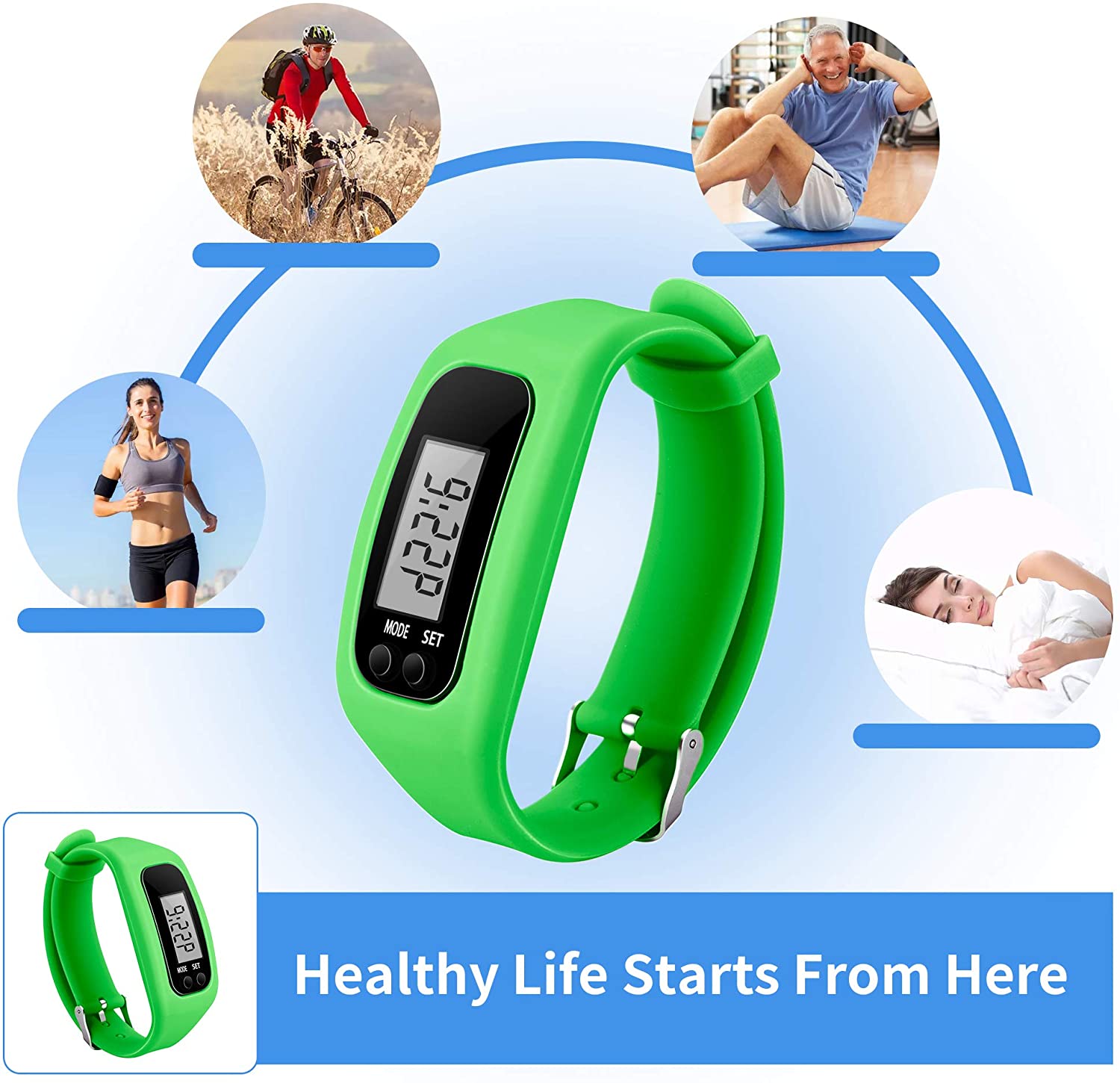 Fitness Tracker Horloge, Eenvoudig Bediening Walking Running Stappenteller Met Calorie Branden En Stappen Tellen