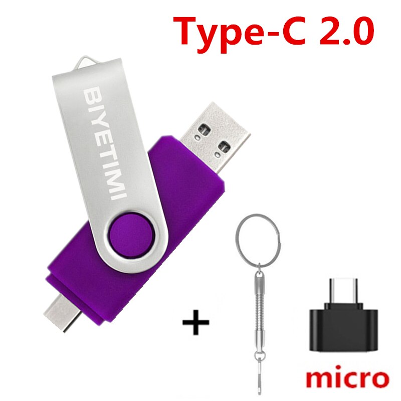 Biyetimi typ C pamięć usb 128GB OTG 2.0 64GB pen drive 32GB rzeczywista pojemność usb флэш-накопитл pendrive na telefon i cPC: Brązowy / 64GB