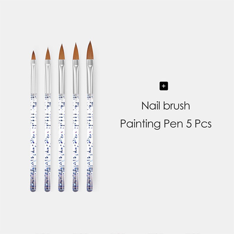5 stk/parti nail art penselpenne akryl neglebørster uv gel neglelak maleri tegne pensler sæt manicure negle kunst værktøj