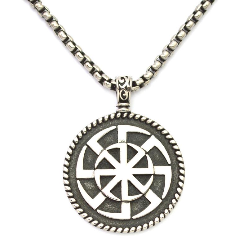 Retro Nordic Style Metal Celtic Knot Pendant Chain Necklace Men Classic Punk Amulet Jewelry: A10055-Silver