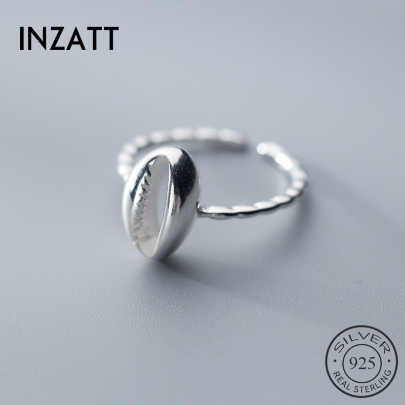 INZATT Real 925 Sterling Silver Hollow Shell Adjustable Ring For Pretty Women Interesting Party Fine Jewelry