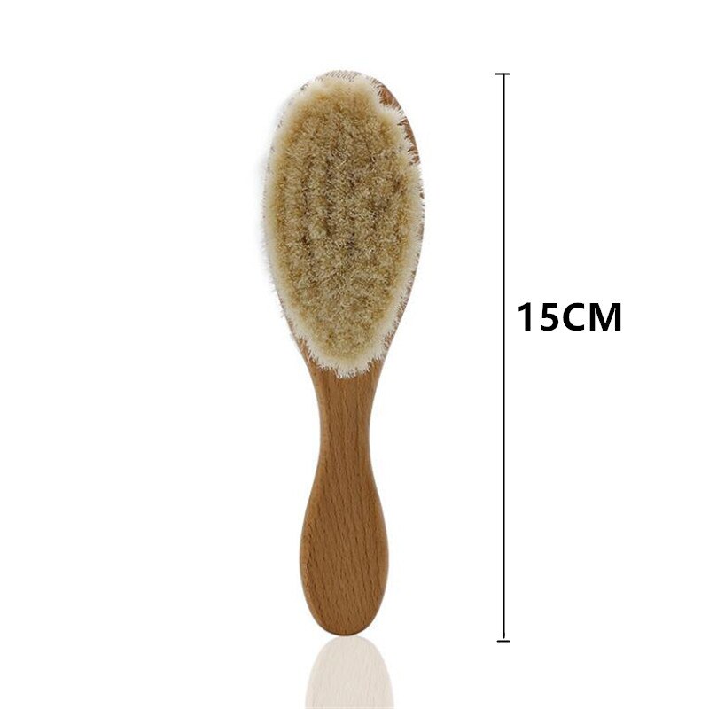 Baby Care Pure Natuurlijke Wol Baby Houten Borstel Kam Borstel Baby Haarborstel Pasgeboren Haar Borstel Zuigeling Kam Head Massager