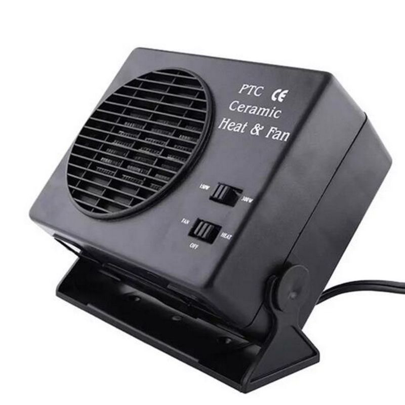 12V Car Portable 2 in 1 Electric Fan and Heater 300W Defroster Demister Quick Heating Speed