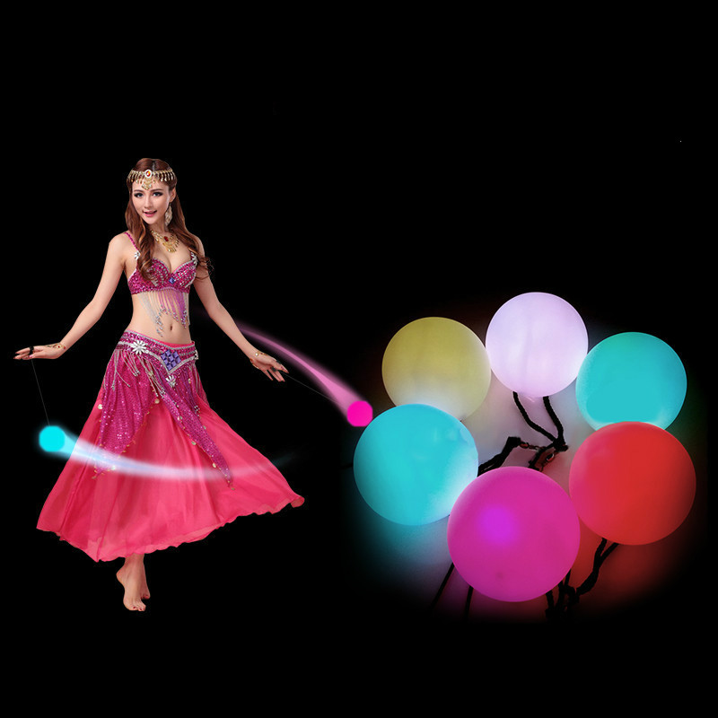 2 stuks = 1 paar buikdans ballen RGB glow LED POI gegooid ballen voor buikdans hand rekwisieten podium prestaties accessoires