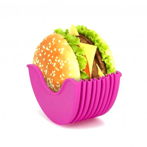 Plastic Hamburger Clip Original Beef Press Patty Mould Burger Holder Hamburger Bun Shell Kitchen Tool: Rose Red