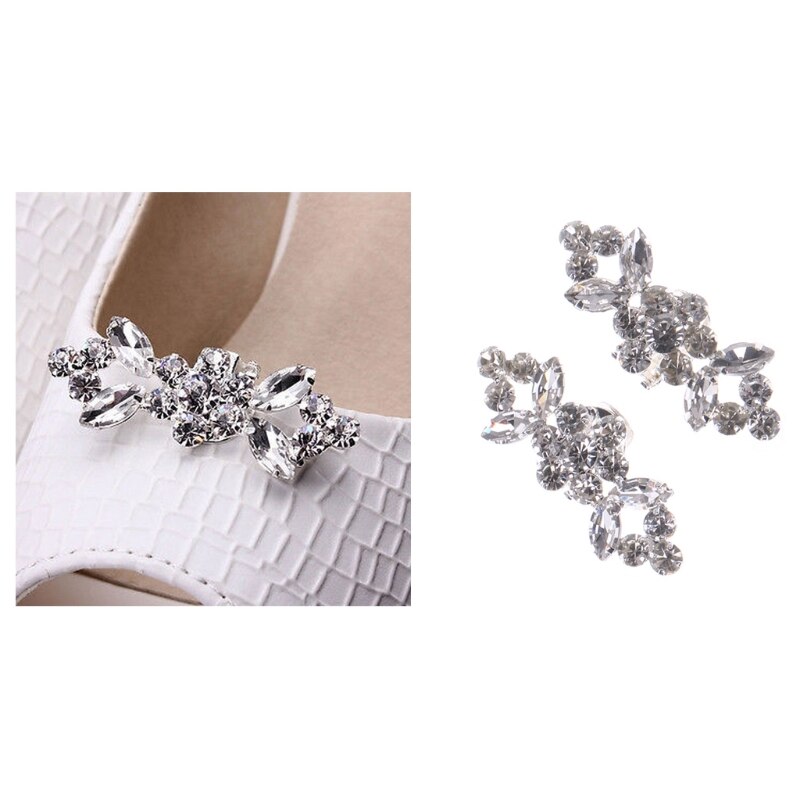 1 paar Strass Schuhe Schnalle Elegante Schuh Clips Für Dekorieren 2Stck Von 1 Pack Silber Schuh Dekorationen für frauen Mädchen
