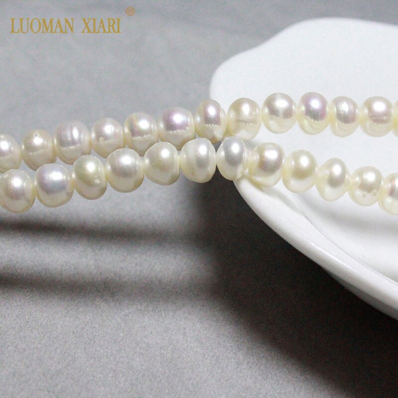 Fine AAA 100% Natural White Freshwater Pearls Wheels shape Beads For Jewelry Making DIY Bracelet Necklace Earrings 7-8mm