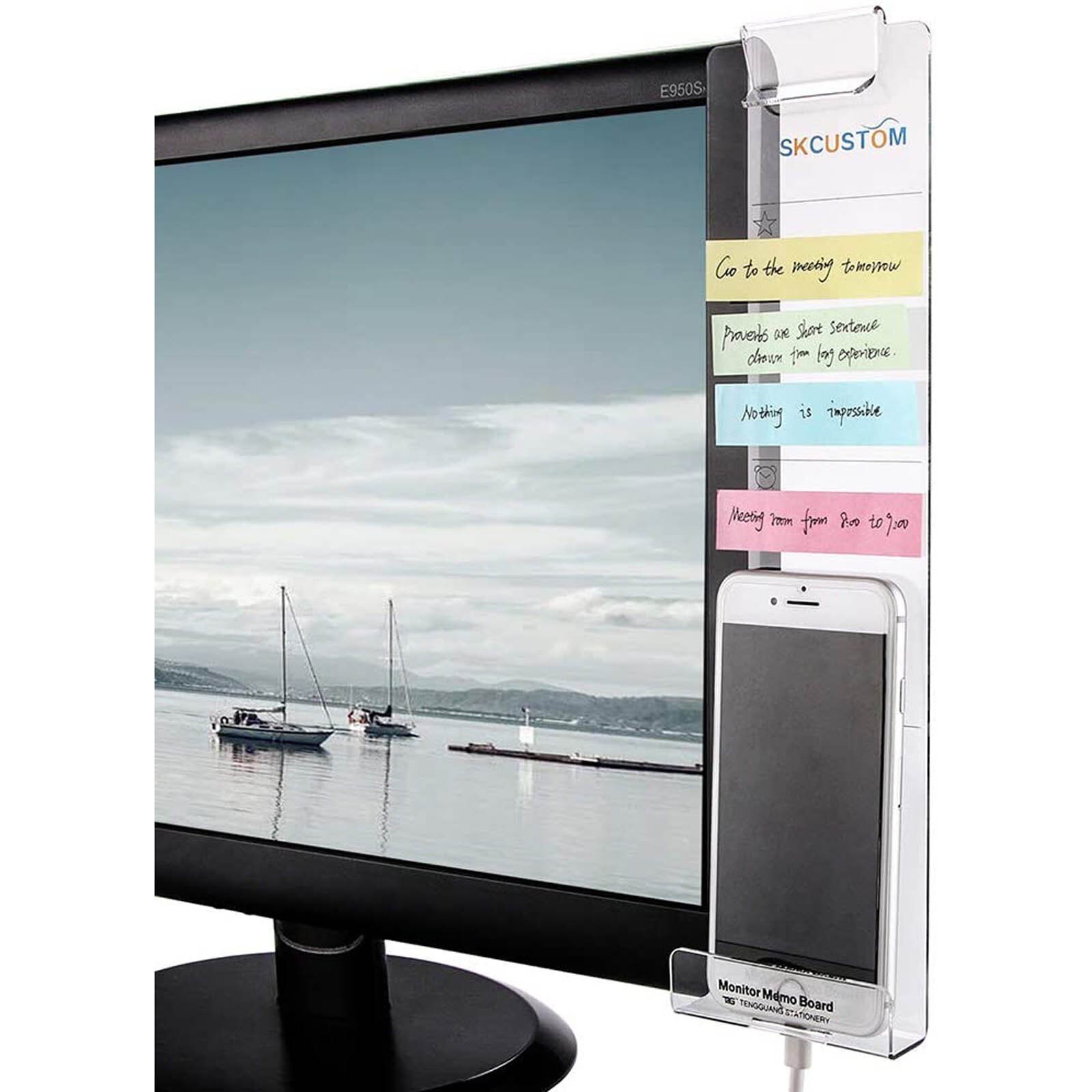 Acrylic Monitor Message Memo Board For Sticky Note Transparent Name Card Phone Holder Desktop Plastic Holder Stationery