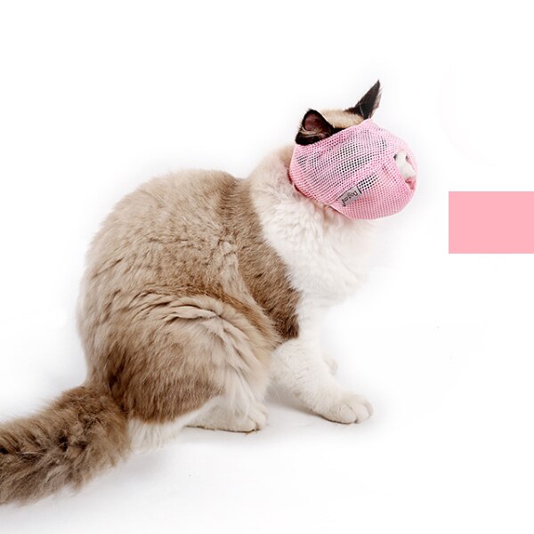 Travel Tool Breathable Cat Mouse Muzzle Cats Grooming Supplies Nylon Anti Bite Face Mask Accessories Multi-size Bath Beauty: Pink / L