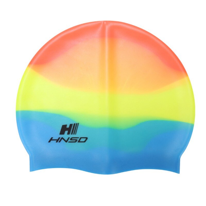 Sports Waterproof Silicone Elastic Protection Long Hair Sports Swimming Cap High Elastic Headless Swimming Hat: E