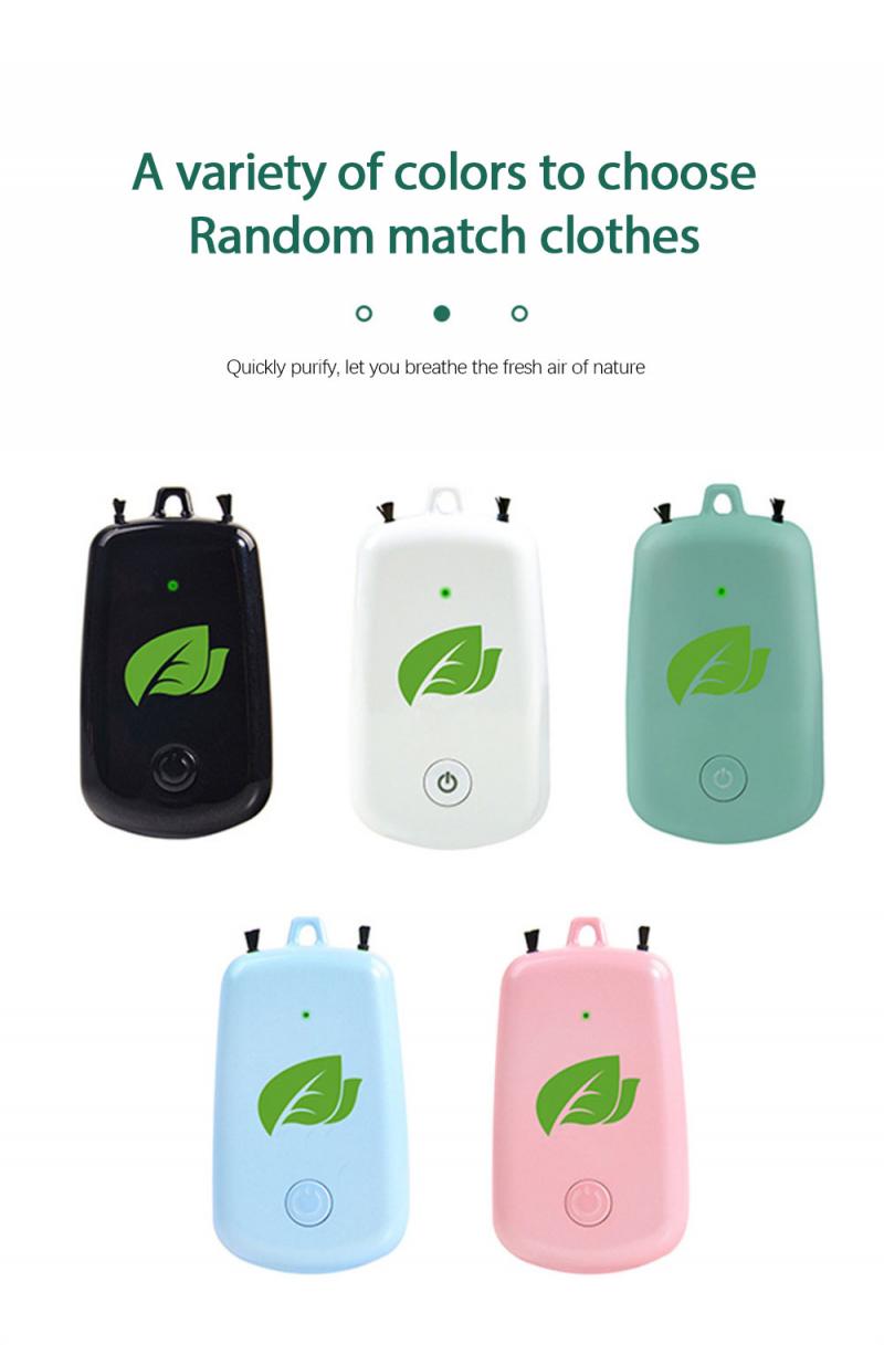 Portable Wearable Air Purifier Personal Mini Air Necklace Negative Ion Low Noise Portable Air Freshener Car Accessories