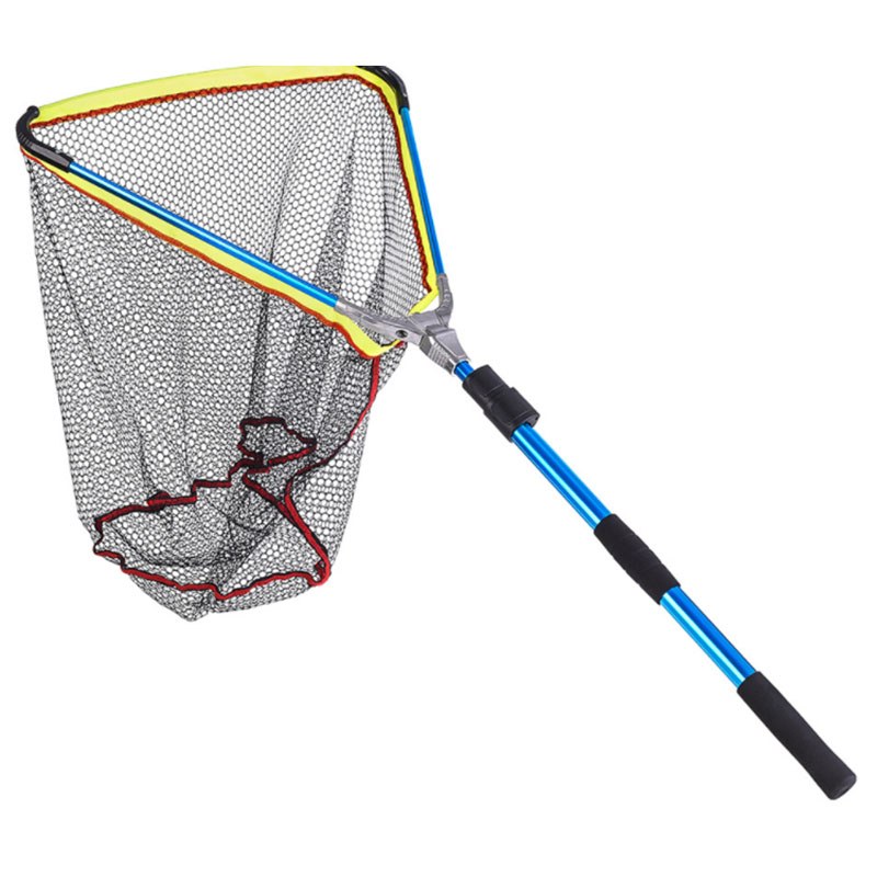 Blue Aluminum Alloy Quick Folding Dip Net Large Triple-Cornered Dip Net Fishing Net: Default Title