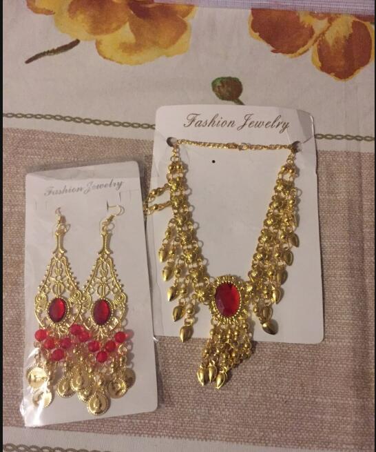1 einstellen 3 stück Indische Bauchtanz Nase Ringe Und Nieten Ohr Kette Frauen Gold Ohrringe Nase Halskette Band Earing körper Schmuck
