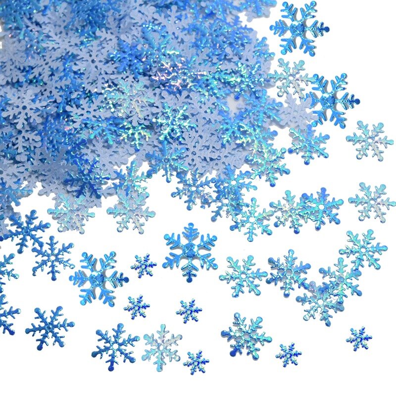 800 Stuks Herbruikbare Sneeuwvlokken Confetti Voor Kerst Bruiloft Verjaardag Party Decoraties Levert, Blauw