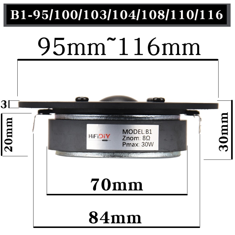 HIFIDIY LIVE 4 ~ 4.5 pollici altoparlante Tweeter membrana di seta nera 4/8OHM 30W ATreble altoparlante B1-95/100/103/104/108/110/116mm