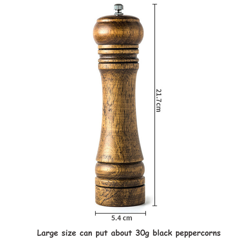 5" 8" 10" Salt and Pepper Grinder, Solid Wood Spice Pepper Mill with Strong Adjustable Ceramic Grinder Kitchen Cooking Tools: 8 inch