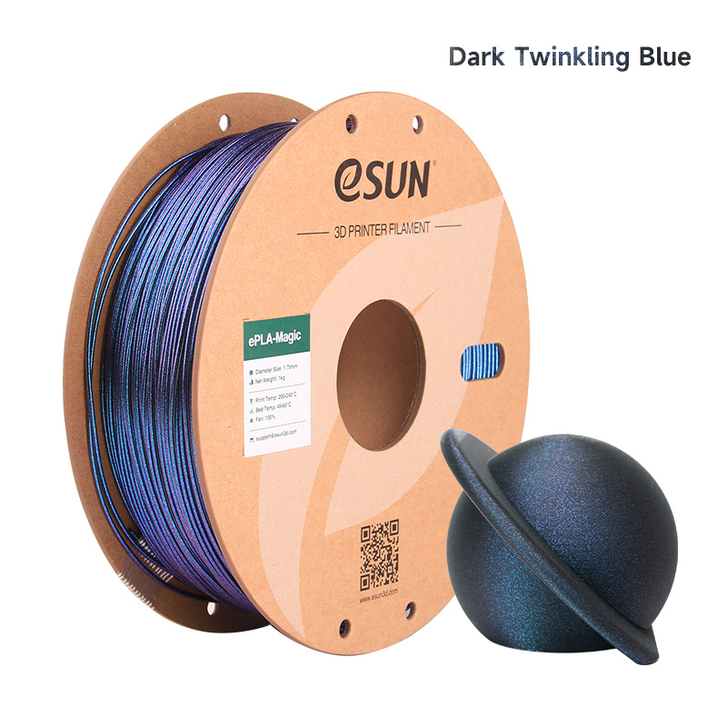 eSUN magique PLA 3D Filament double couleur imprimante 3D Filament 1.75MM 1KG paillettes Filament foncé scintillant bricolage illustration 3D pour laboratoire Bamb: Bleu