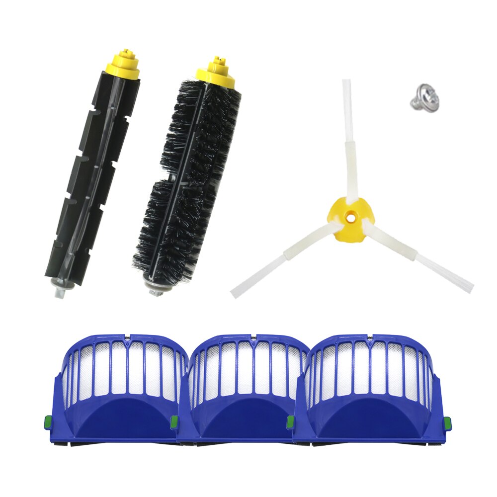 Blått aerovac filter+ set huvudborstsats + sidoborste för irobot roomba 600 series 620 630 650 660 byte av tillbehör: 4