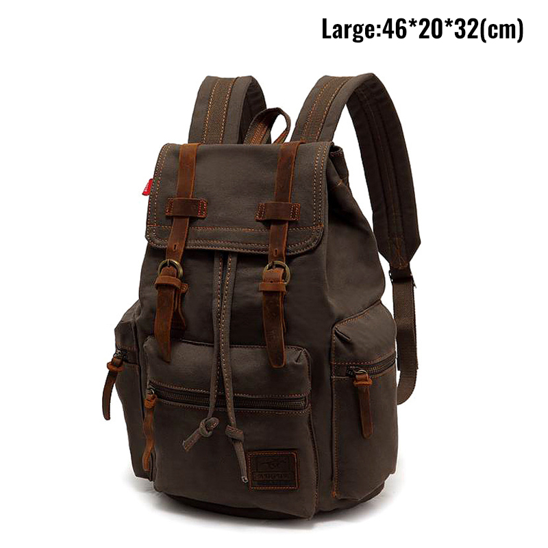 MARKROYAL Canvas Retro Men's Bag Backpack Suitable 14 Inch Laptop Bag Vintage 36-55L Wear-resistant Backpack Coffee Dripshipping: light green