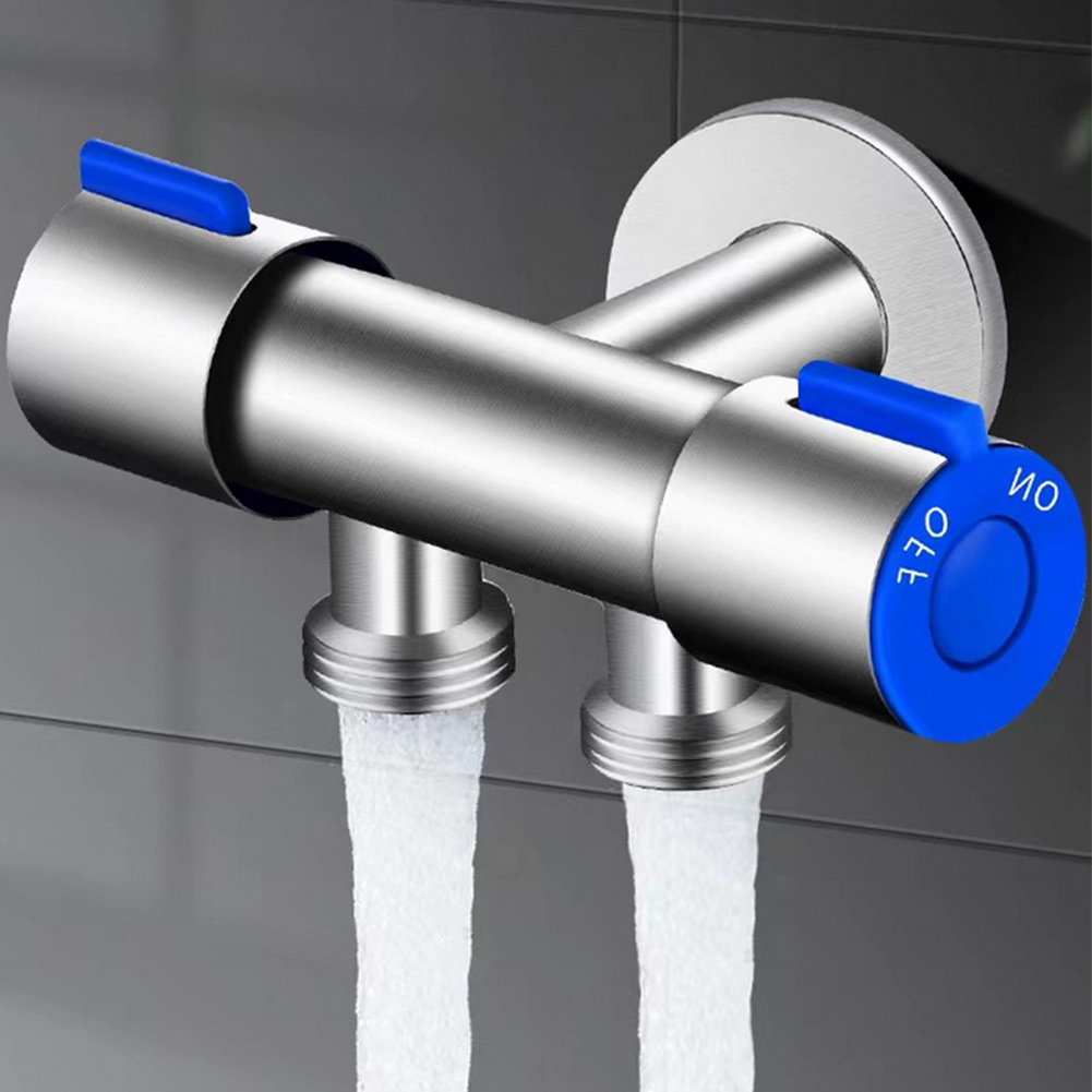 Bathroom Faucet Double Handle Dual Control Stainless Steel Cold Water Faucet Bathroom Washing Machine Faucet Triangle Valve