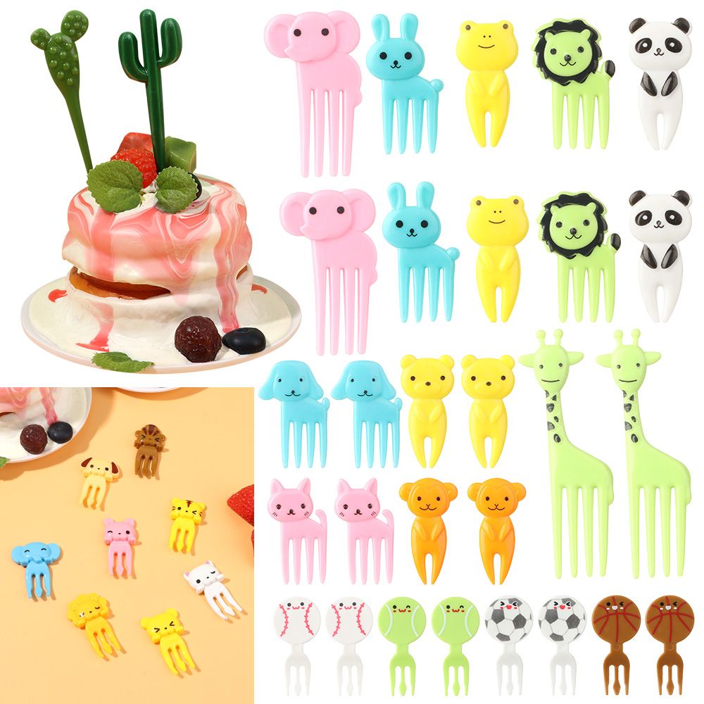 6-10Pcs Mini Animal Farm Cartoon Food Picks Children Snack Cake Dessert Food Fruit Forks Lunch Bento Accessories Party Decor