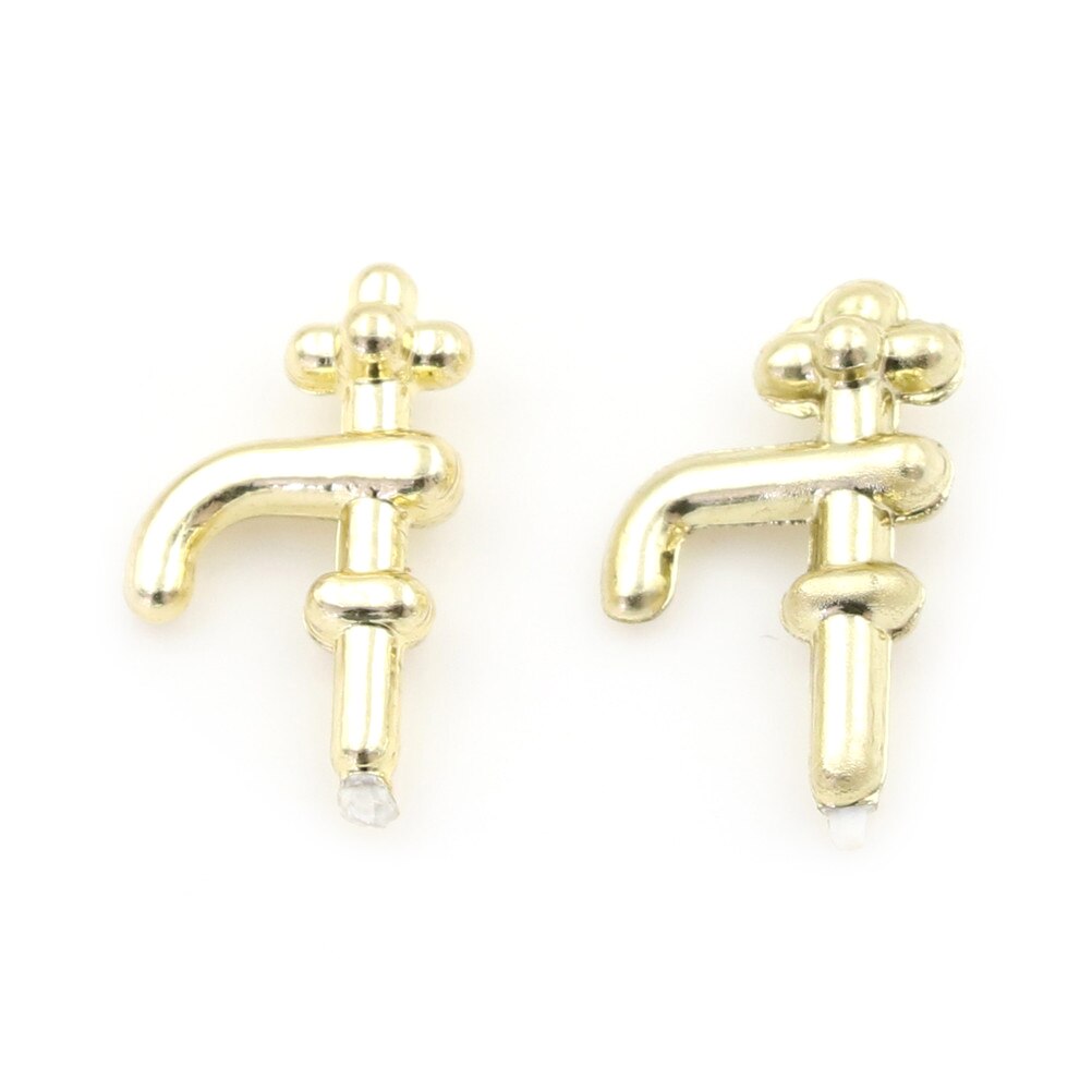 2PCS 1:12 Miniature Metal/Plastics Water Tap Faucet Dollhouse Bathroom Accessories Dollhouse Miniature Faucet 10 styles: A8 plastics