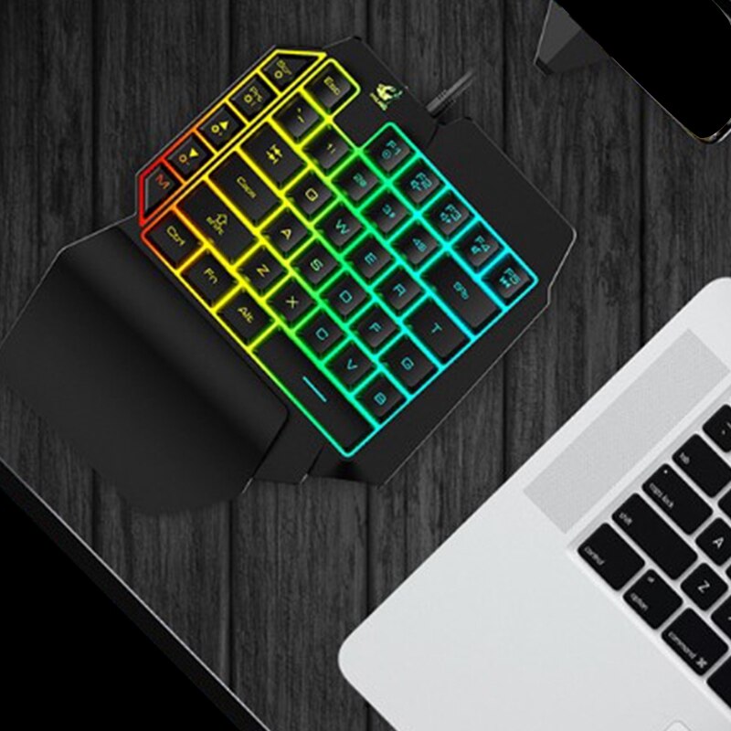 Ziyou Lang K1 Usb Bedraad Een Handed Mechanische Gevoel Gaming Toetsenbord Regenboog Kleurrijke 35 Toetsen Rgb Backlit Toetsenbord