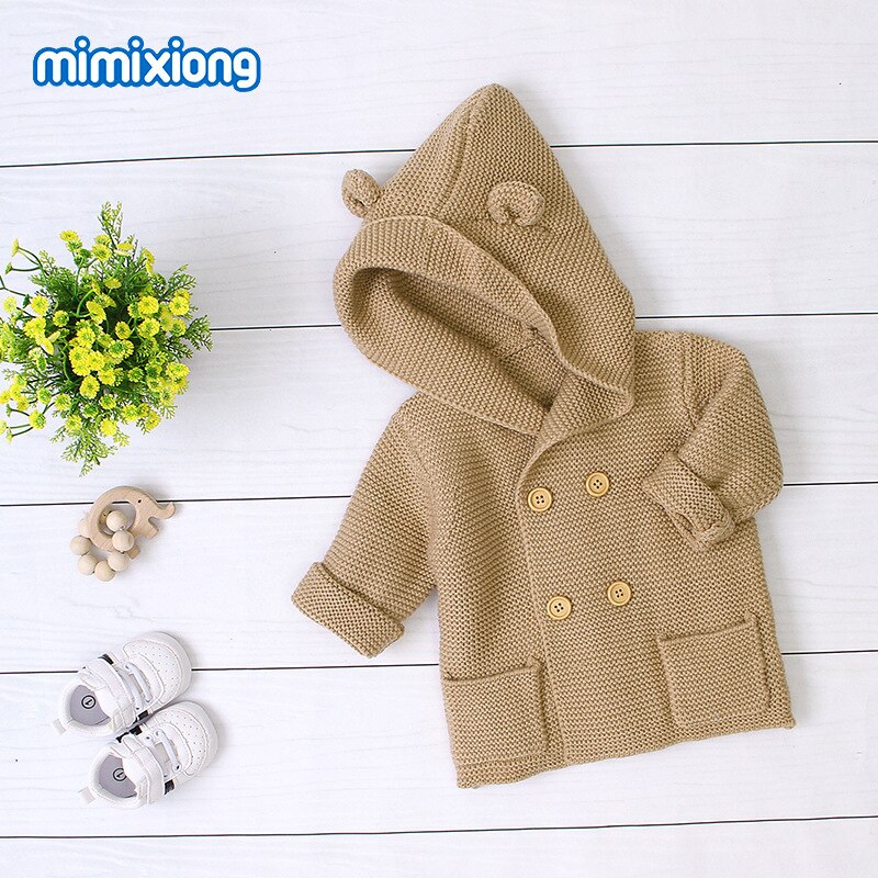 Baby Kinderen Kapmantel Trui Peuter Jongen Meisje Winter Kleding Dikke Jas Mode Windjack Kids Solid Wol Jas: Dark Brown / 18m