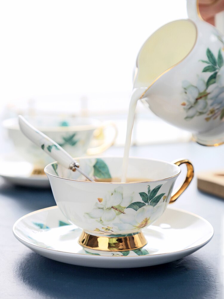 Cute Porcelain Coffee Cup Set Cappuccino Travel Modern Reusable Cup And Saucer On-glazed Filizanki Do Kawy Drinkware BD50CS