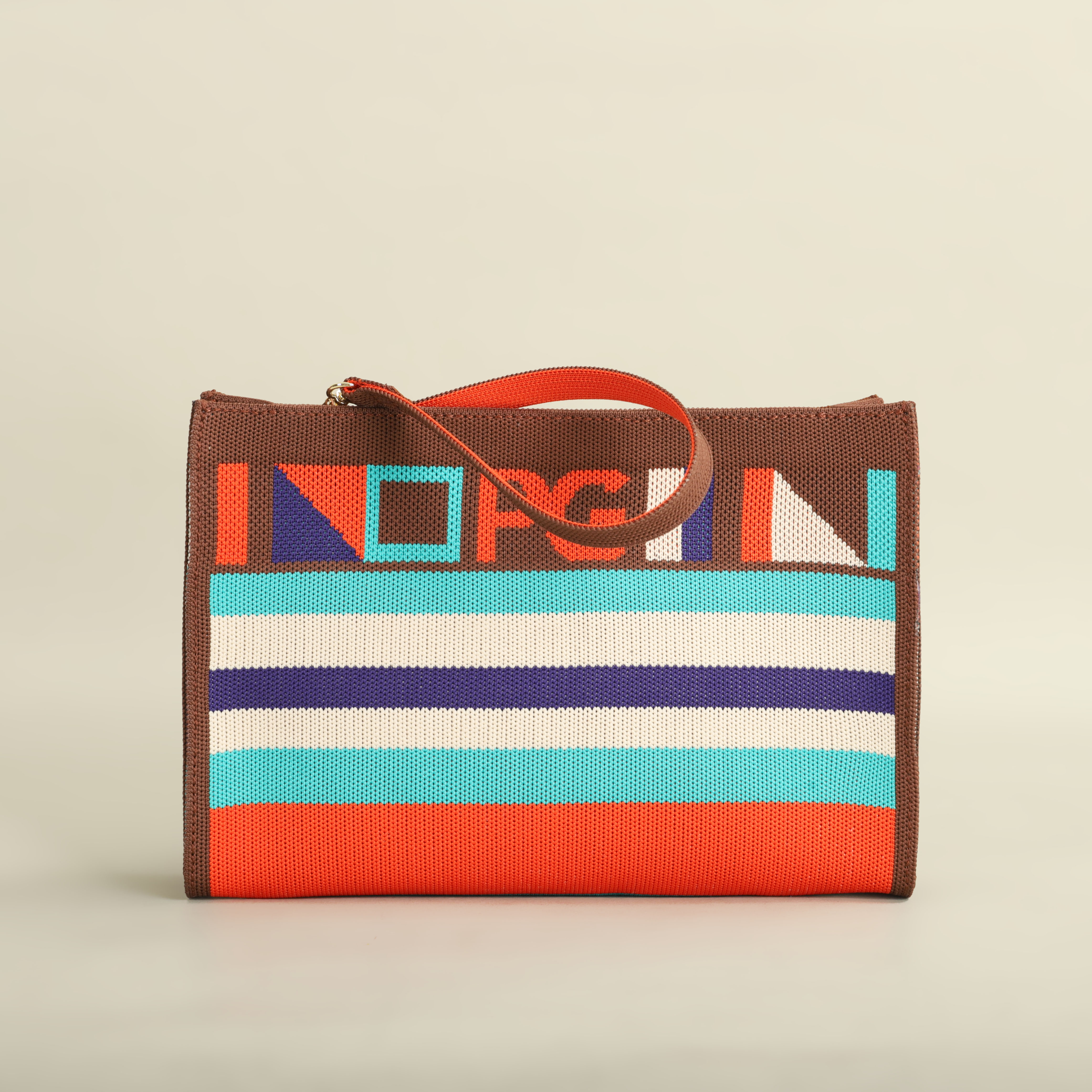 PG PATSY GARIS Unique style shopping colorful striped handbag handbag: SKY BLUE