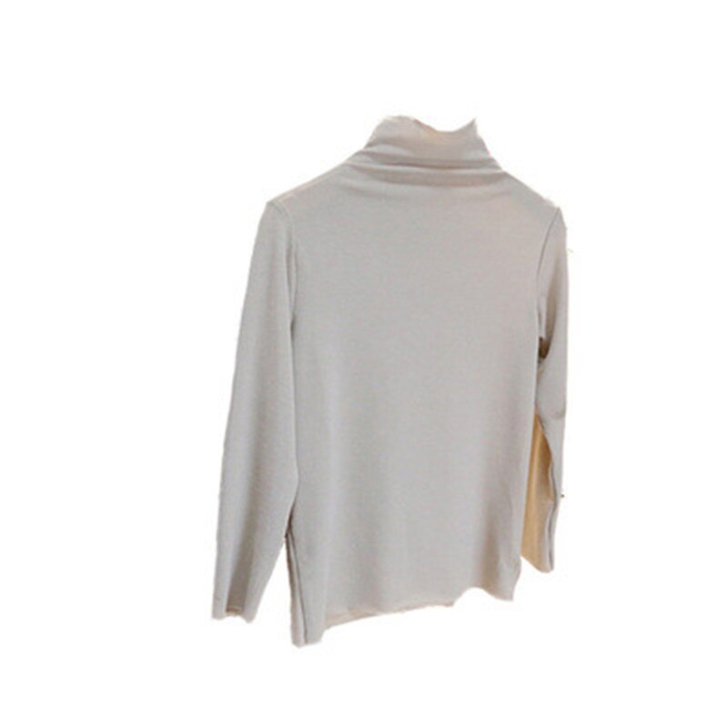 Skjorte med høj krave, elastisk t-shirt til piger, børnetøj i efteråret til piger: Beige / 6