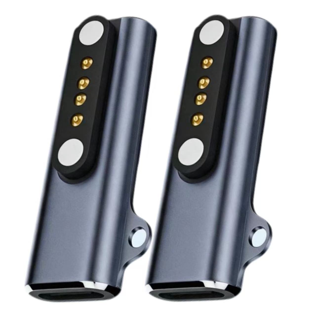 Magnetyczny adapter ładowania pogo-Szpilka, złącze żeńskie typu C na 2-pinowe/4-pinowe złącze 7,62 mm robić słuchawek przewodzących dźwięk przez kości w smartwatchu.: Czarny Żółty