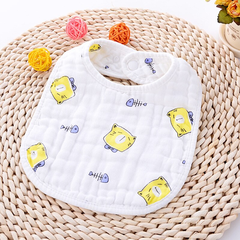 Bomull bandana haklappar baby babador matning smock spädbarn rapa trasor muslin saliv handduk baby äta tillbehör mjuk baby grejer: Gul katt