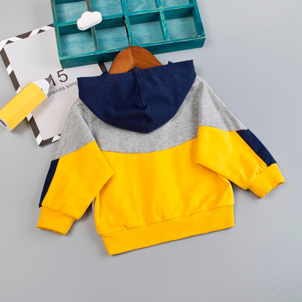 Abrigos de bebé niño niños coloridos costura con capucha pulóver camiseta Tops ropa de abrigo para niños