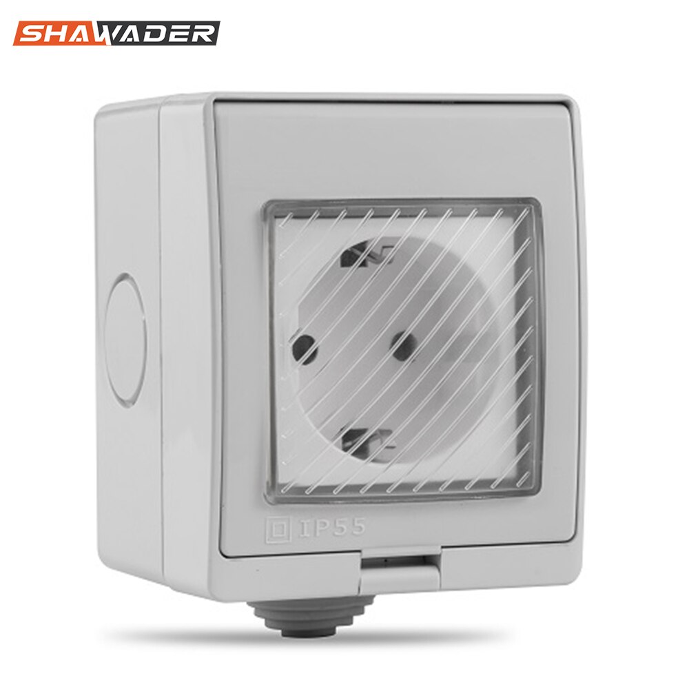 Wall Socket Waterproof Surge Protector Electric EU Plug Schuko Outlets European Flame Retardant UV Resistant PC Material 10A