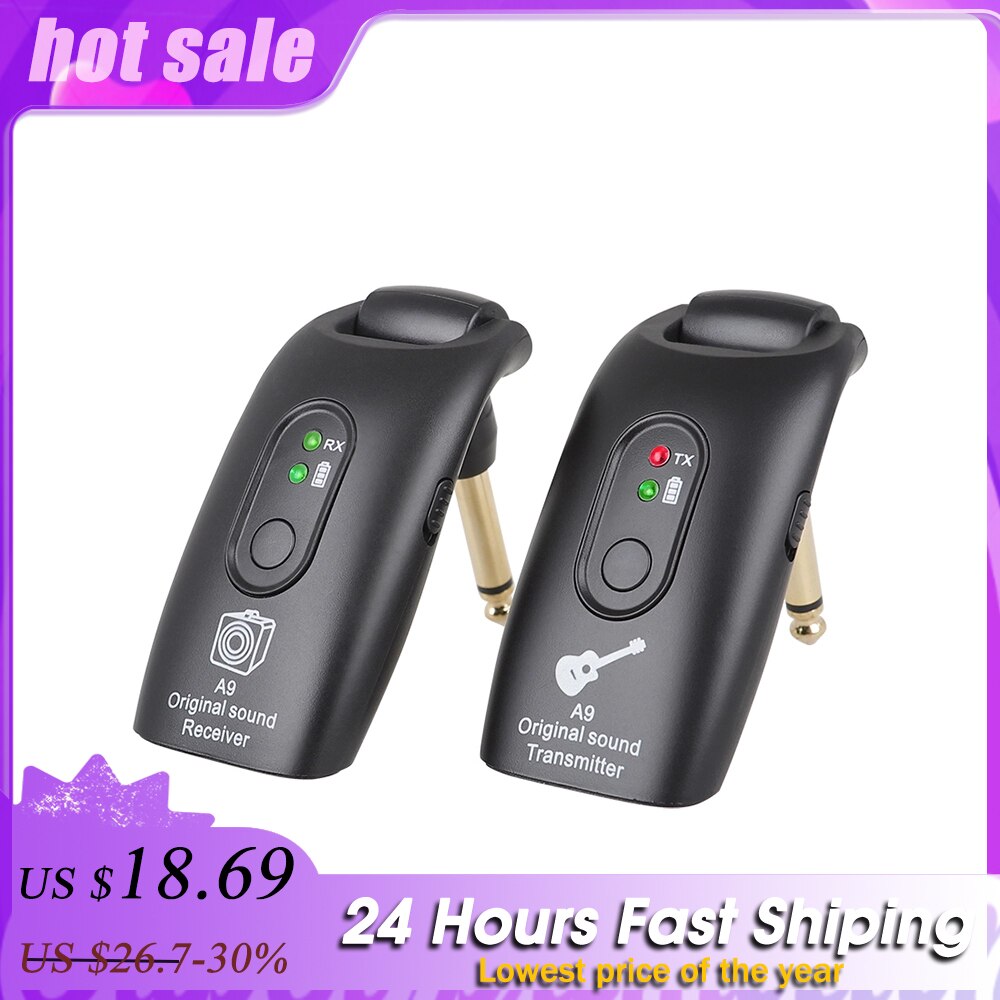 Wireless Guitar System Transmitter Receiver Guitar Wireless System Transmitter Receiver Built-In Rechargeable Guitar Transmitter
