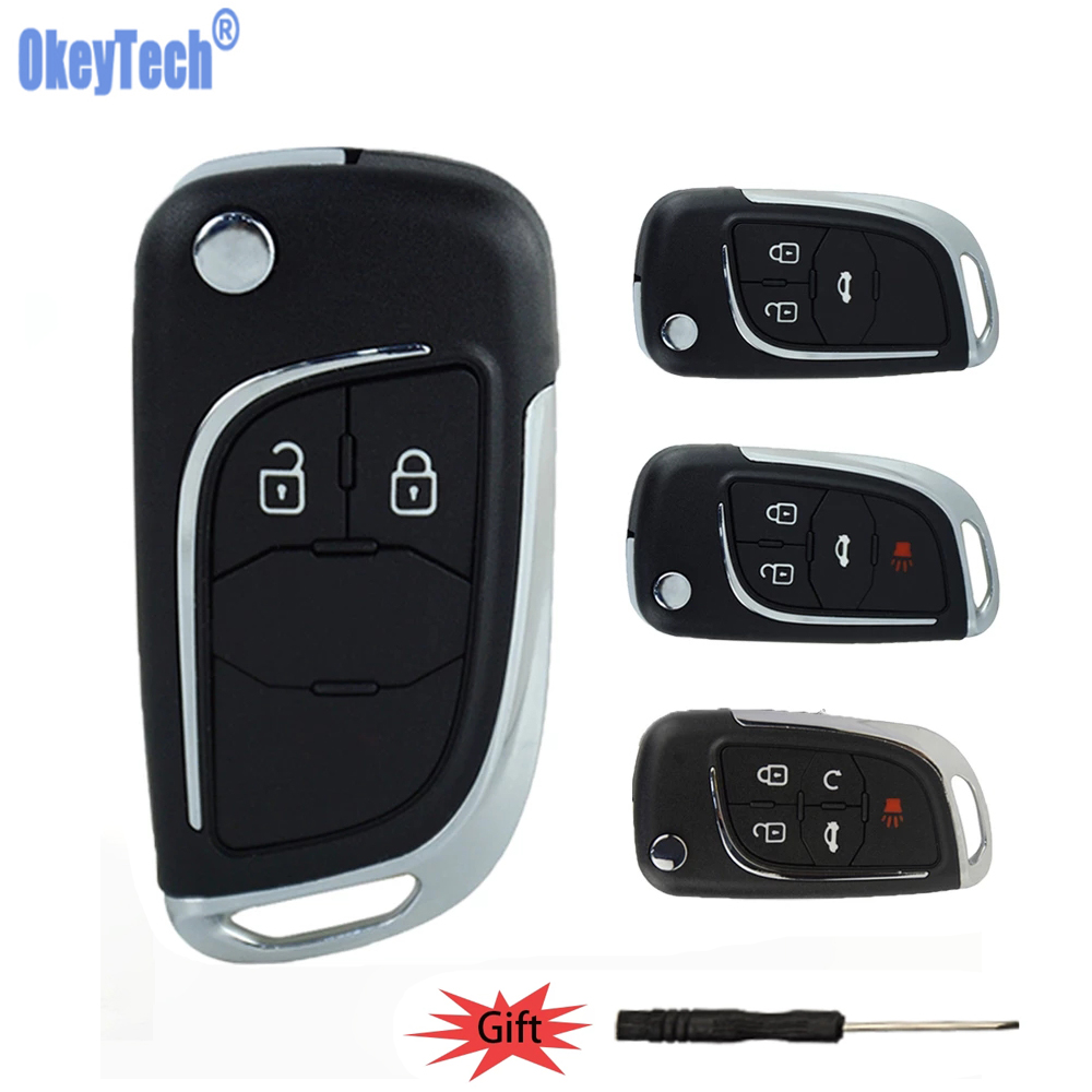Okeytech-carcasa de llave remota de coche con tapa modificada, 2/3/4/5 botones, para Lova Chevrolet Aveo Cruze, Opel, Vauxhall, Zafira, Astra, Insignia