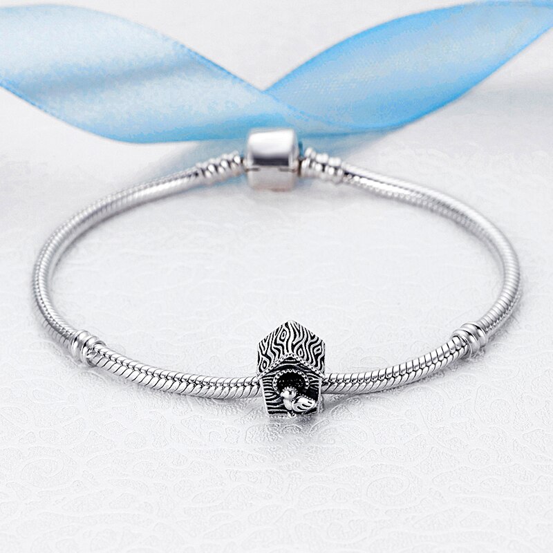 100% 925 Sterling Zilver Kraal Lente Bird House Charm Kristal Kralen Fit Armbanden Bangles Vrouwen Diy Sieraden