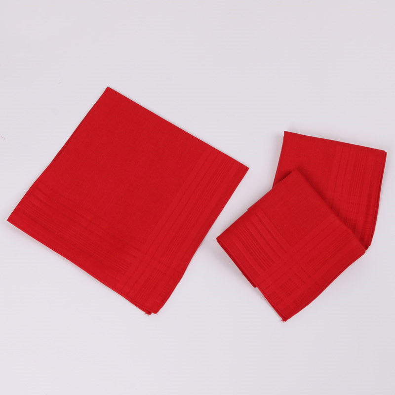 Rode Katoenen Zakdoek Bruiloft Gunst Chinese Stijl Vrouwen Mode Accessoires Pocket Vierkante 43X43 Cm