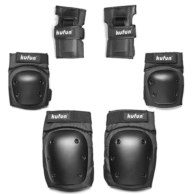 Ensemble de genouillères et coudières pour patins à roues alignées, longboard, skateboard, patinage, ski, roller, coudières, genouillères, protège-poignets de sécurité: Noir / M (35-55kg)