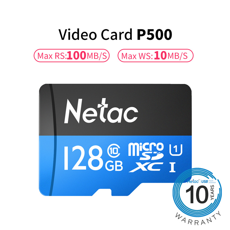 Netac Klasse 10 32Gb 64Gb Micro Sd-kaart Readspeed Tot 100 Mb/s Video Card 16Gb 128gb 256Gb Tf Flash Geheugenkaart Voor Telefoon Camera: 128GB U1 P500